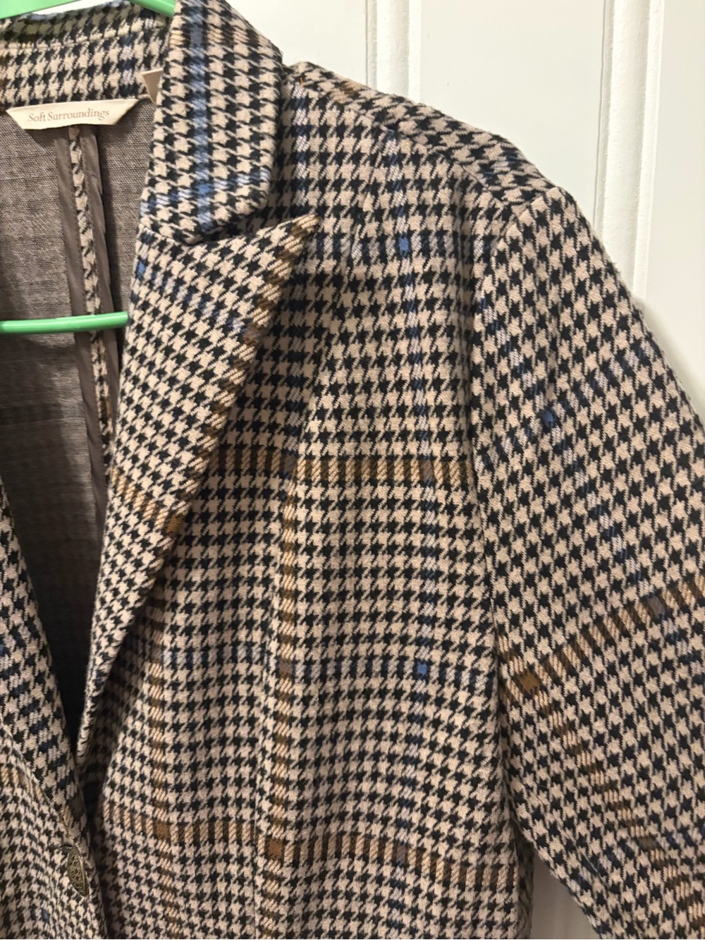 Soft Surroundings Houndstooth Plaid Knit Blazer Jacket M Stretch - Picture 6 of 13